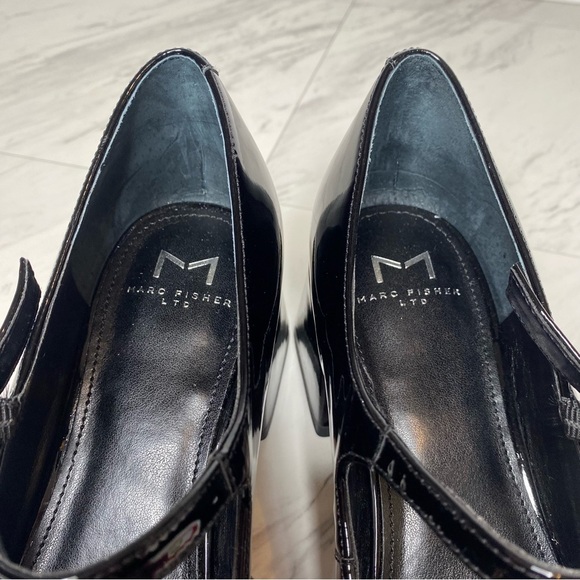 New! Marc Fisher Nessily Black Patent Block Heel Mary Jane Pump 9 1/2 M - Picture 13 of 15
